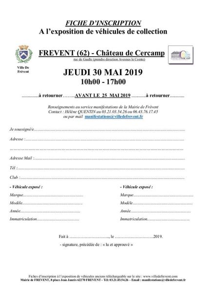 Jeudi 30 mai fête champêtre / rassemblement de véhicules de collection au château de Cercamp à Frévent 62270