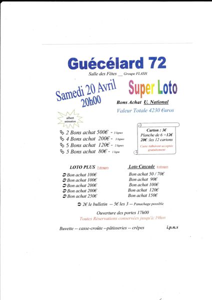 Super LOTO du Groupe Flash de Guécélard