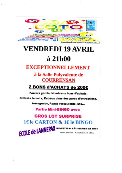 LOTO DE L'ECOLE DE LANNEPAX