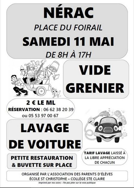 Vide grenier et lavage de voiture