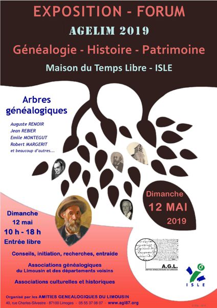 AGELIM 2019 - ISLE (87) - 12/05/2019 - GENEALOGIE HISTOIRE PATRIMOINE