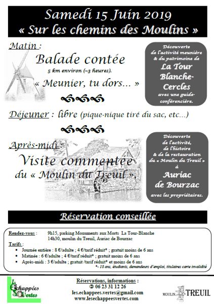 Découverte de l’activité meunière & du patrimoine de La Tour Blanche-Cercles & Auriac de Bourzac