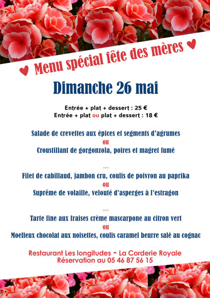 Menu spécial fête des mères