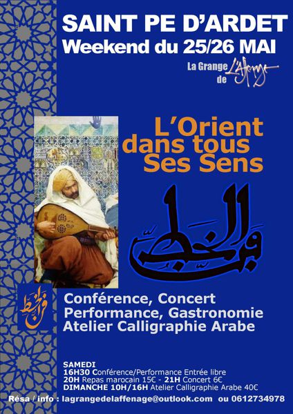 Conférence, Concert, Performance, Gastronomie, Atelier Calligraphie Arabe