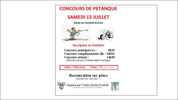 concours pétanque 13 juillet ETRICHE 49330