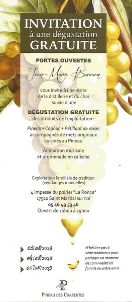 INVITATION DÉGUSTATION GRATUITE PORTES OUVERTES VIGNOBLE DE TRADITION