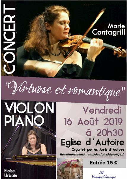 Concert violon piano romantique et virtuose avec Marie Cantagrill