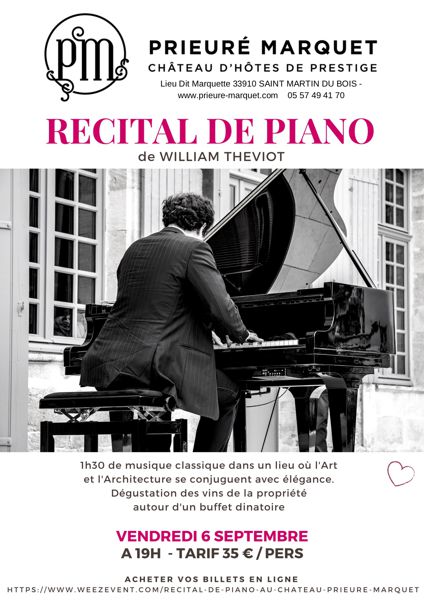 Récital de musique classique avec le pianiste virtuose William THEVIOT