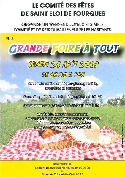 Foire à tout de Saint-Eloi-de-Fourque le 24 août 2019