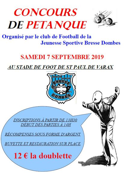 Concours de pétanque Jeunesse Sportive Bresse Dombes