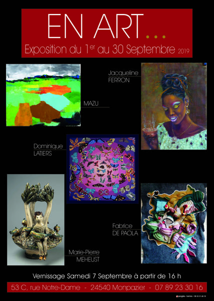 En Art...nouvelle expo  du 1 au 30 septembre 2019