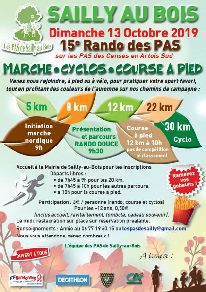 15è randonnée pédestre et cyclo des PAS de Sailly-au-Bois