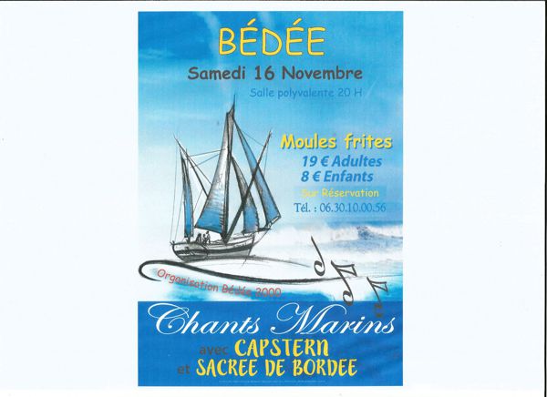 Soirée Chants marins le samedi 16 novembre à Bédée.