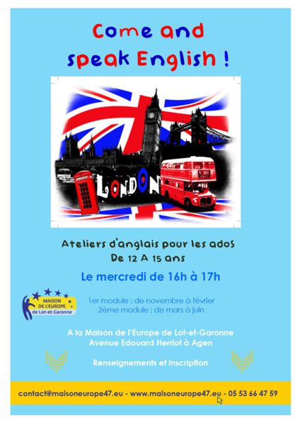 Ateliers d'anglais pour les ados