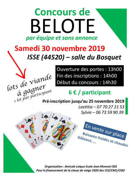 Concours belote par équipe sans annonce