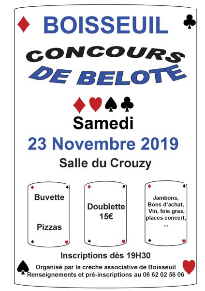 Concours de belote Boisseuil le 23/11/19