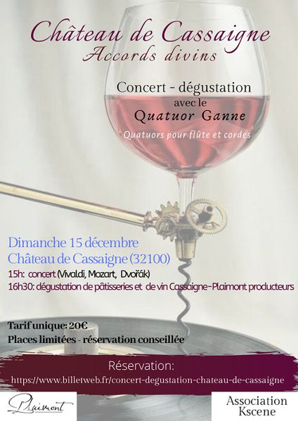 Concert-dégustation de vin au Château de Cassaigne - dimanche 15 décembre 2019