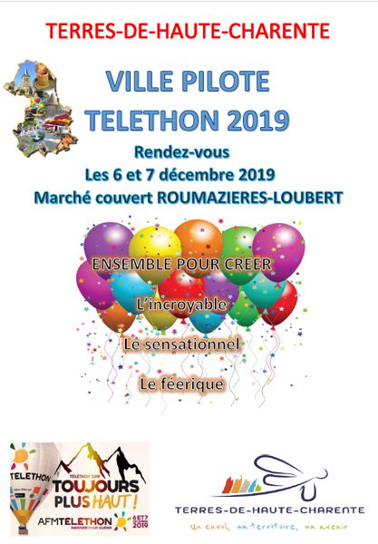 Téléthon - 6 & 7 décembre 2019 - Terres-de-Haute-Charente ville pilote de la Charente!