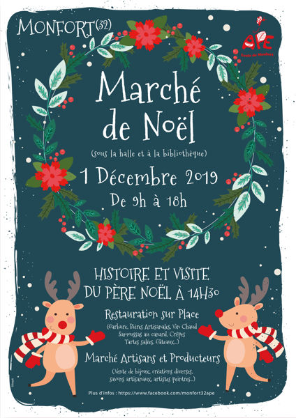 Marché de Noël à Monfort Gers d'artisans et de producteurs.