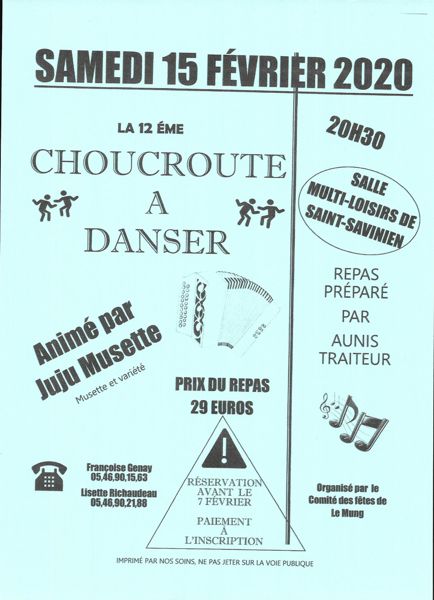 15 FEVRIER 2020 - CHOUCROUTE A DANSER