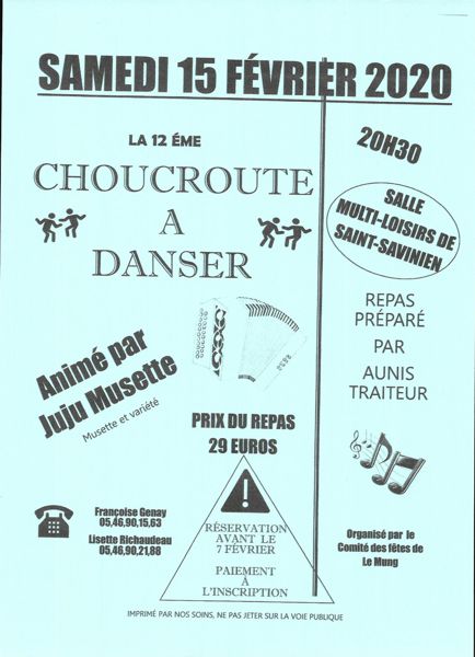 15 FEVRIER 2020 - CHOUCROUTE A DANSER