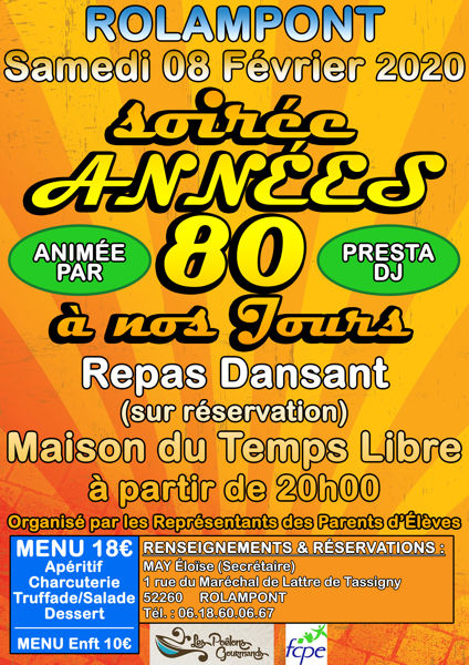 Soirée dansante années 80 à nos jours