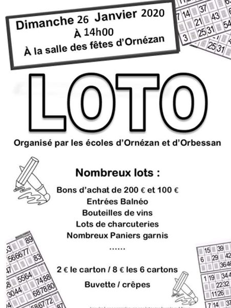 LOTO DES ECOLES D'ORBESSAN ET D'ORNEZAN