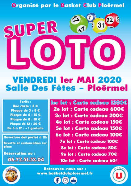 SUPER LOTO du Basket Club Ploërmel animé par Solange à Ploërmel