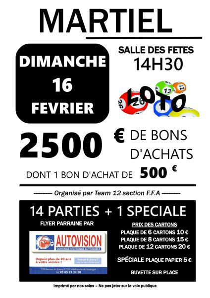 Super Loto 2500 euros à gagner en 15 parties