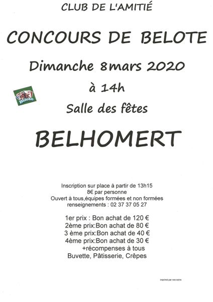 CONCOURS DE BELOTE du CLUB DE L’AMITIÉ