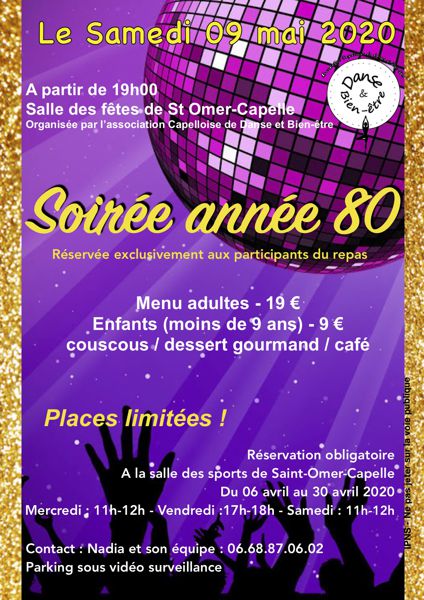 Soirée année 80 sur réservation avec repas