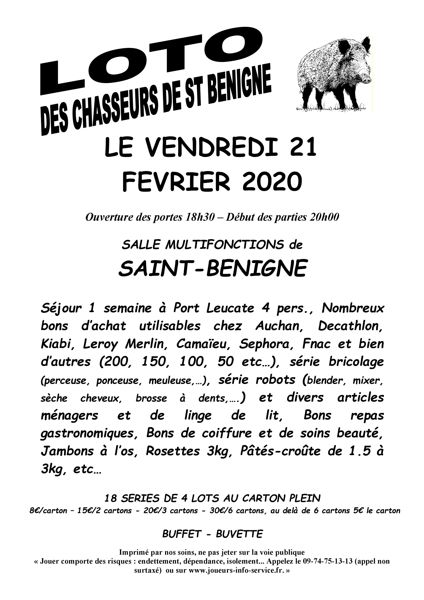 Loto des chasseurs de Saint Bénigne