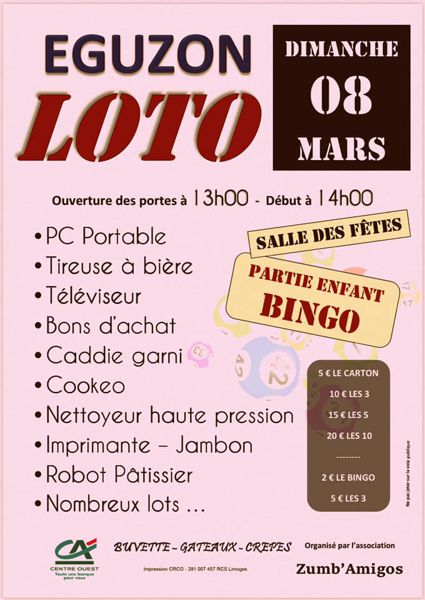 LOTO 8 MARS 2020 EGUZON