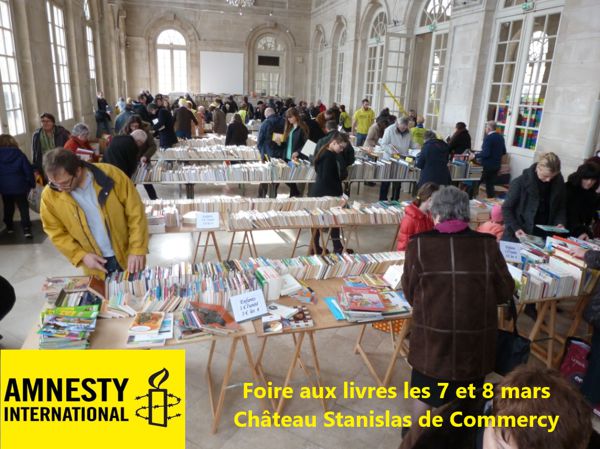 Foire aux Livres à Commercy, les 7 et 8 mars 2020 pour Amnesty International