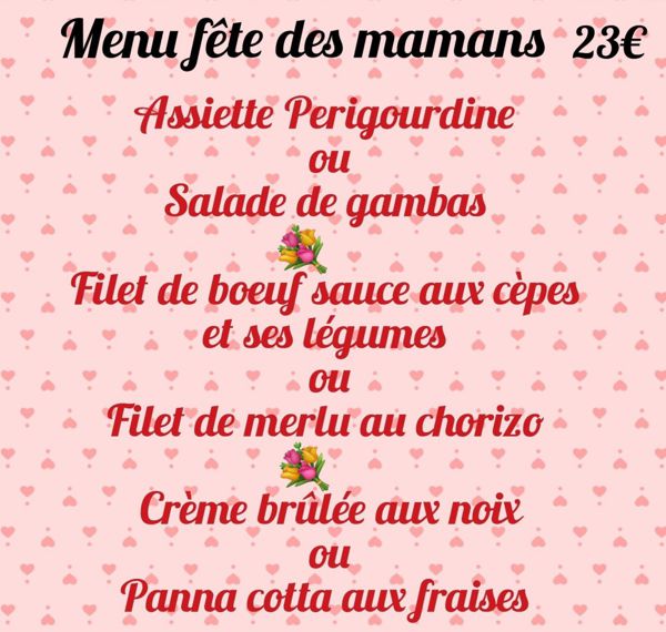 Menu fête des mamans