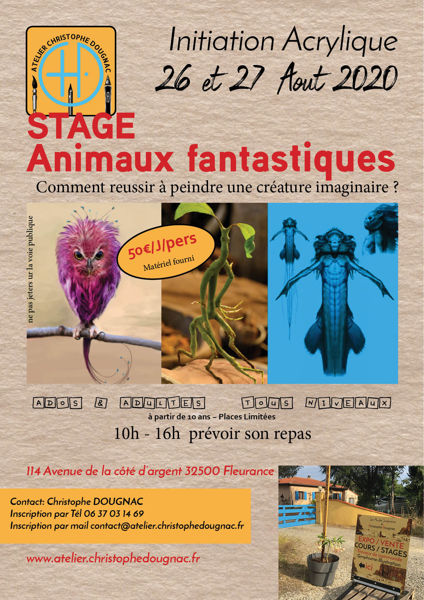 Stage Acrylique Animaux fantastiques