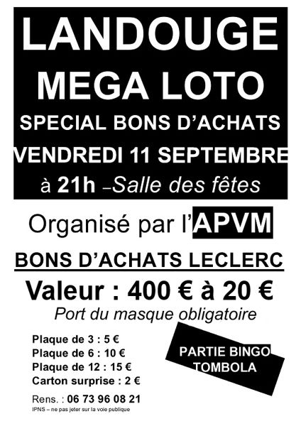 MEGA LOTO 11 SEPTEMBRE 2020