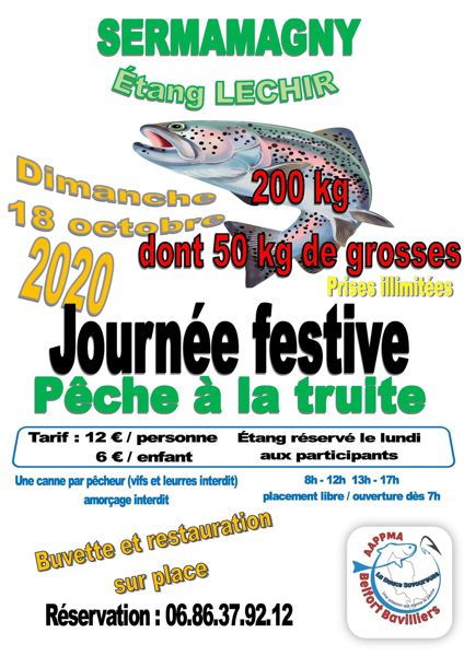 Deux journées pêche à la truite Étang Lechir aappma Belfort Bavilliers