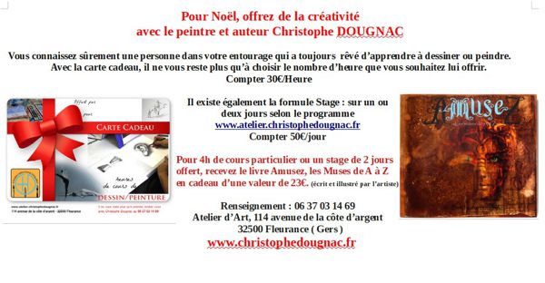 carte cadeau cours ou stage de dessin