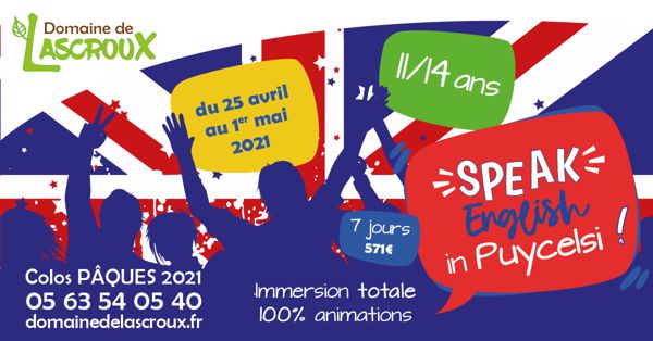 COLO Speak English in Puycelsi du 25 avril au 1er mai 2021