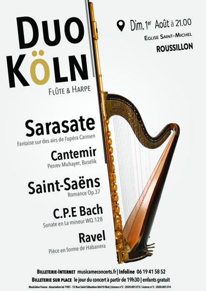Duo Köln - Flûte & Harpe - Dimanche 1er Août à Roussillon
