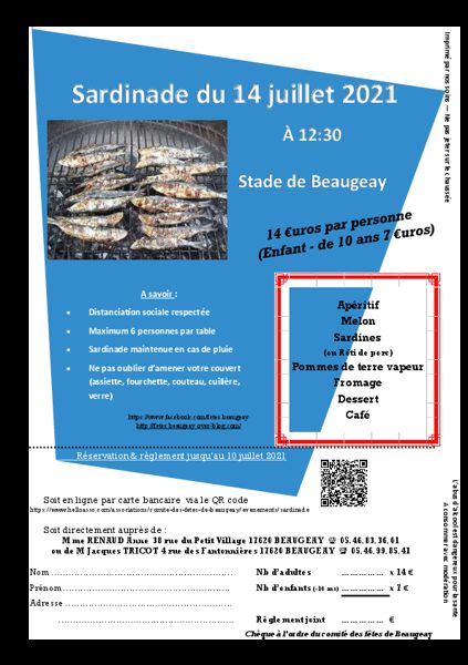 sardinade 14 JUILLET 2021