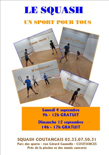 SQUASH : venez tester gratuitement