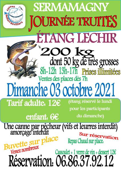 Journée Truites Étang Lechir Sermamagny le 03 octobre 2021