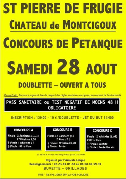 CONCOURS de PETANQUE Ouvert à Tous