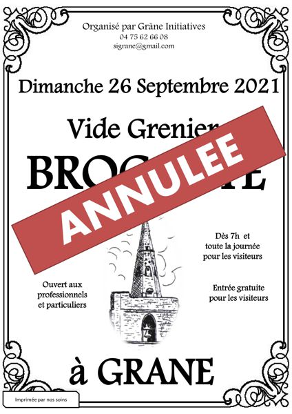 Brocante - Vide grenier - ANNULE - à Grane