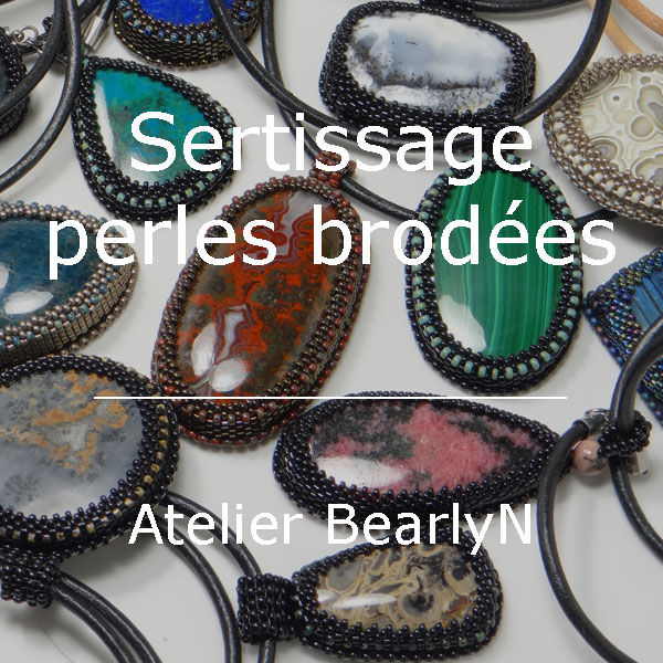 Stage - Sertissage perles brodées - Pendentif - 