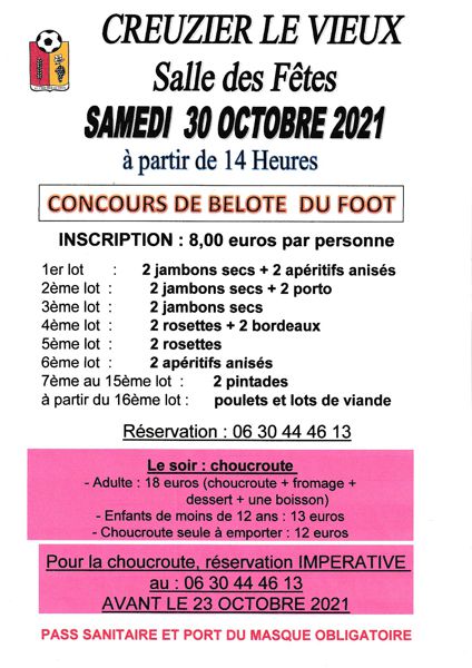 CONCOURS BELOTE ET SOIREE CHOUCROUTE