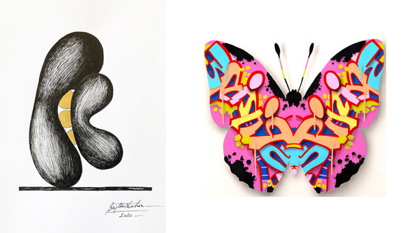 Brigitte NaHoN – Dessins de sculptures & Sylvain Lang – Urban Butterfly