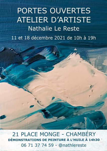 Atelier d’artiste - Portes Ouvertes et démonstration de peinture - 11 et 18 déc 21 à Chambéry